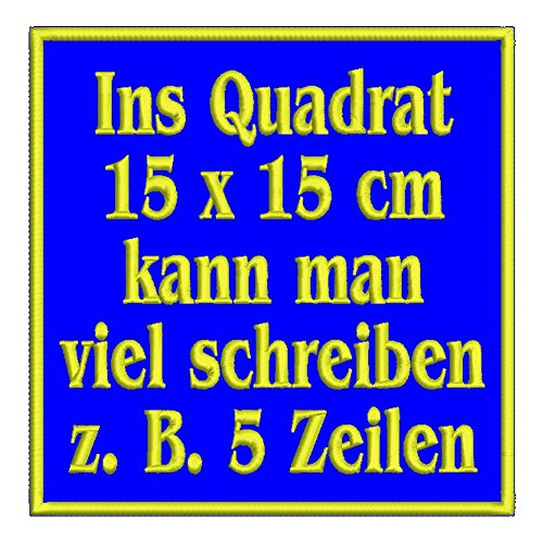 Quadratischer Wunschtext-Aufnäher Q1-15x15cm von Wolfszeit