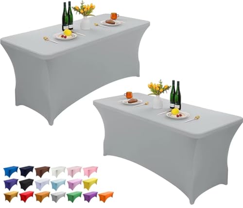 Wolfway 2 Pack 4FT Stretch Spandex Tischdecke waschbar und faltenresistent Küche Spandex Tischtuch ausgestattet rechteckigen Tisch für Party, Bankett, Hochzeiten, Cocktail und Festival Wolfway 2 Pack 4FT Stretch Spandex Tischdecke waschbar und faltenresistent Küche Spandex Tischtuch ausgestattet rechteckigen Tisch für Party, Bankett, Hochzeiten, Cocktail und Festival von Wolfway