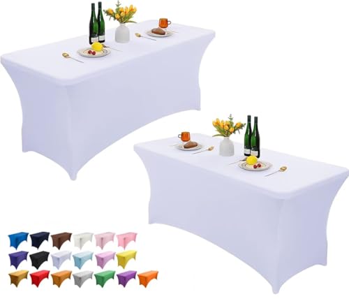 Wolfway 2 Pack 4FT Stretch Spandex Tischdecke waschbar und faltenresistent Küche Spandex Tischtuch ausgestattet rechteckigen Tisch für Party, Bankett, Hochzeiten, Cocktail und Festival Wolfway 2 Pack 4FT Stretch Spandex Tischdecke waschbar und faltenresistent Küche Spandex Tischtuch ausgestattet rechteckigen Tisch für Party, Bankett, Hochzeiten, Cocktail und Festival von Wolfway
