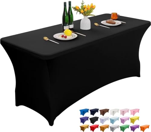 Wolfway 6FT schwarz Stretch Spandex Tischdecke waschbar und faltenbeständig Küche Spandex Tischdecke ausgestattet rechteckigen Tisch für Party, Bankett, Hochzeiten, Cocktail und Festival Wolfway 6FT schwarz Stretch Spandex Tischdecke waschbar und faltenbeständig Küche Spandex Tischdecke ausgestattet rechteckigen Tisch für Party, Bankett, Hochzeiten, Cocktail und Festival von Wolfway