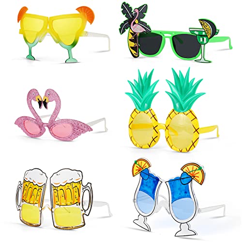 WolinTek 6 Paar Neuheit Party Brille,Lustige Brille, Strandparty Sonnenbrillen, Hawaii Tropische Sonnenbrille Kostüm Party Sonnenbrille für Sommer Party Photo Requisiten,Strand Thema Dekoration (A) von WolinTek
