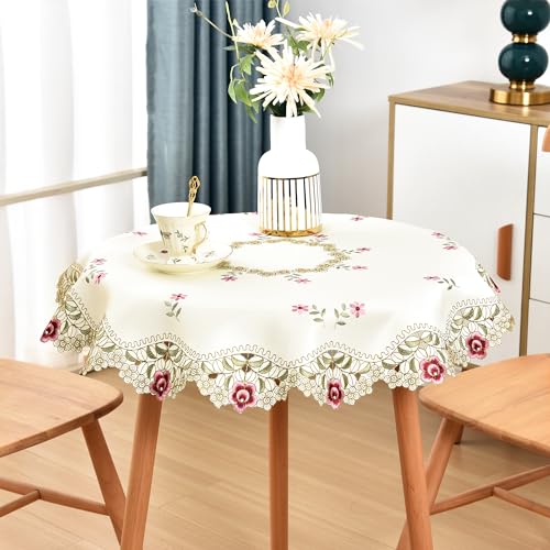 Wolkemer Jacquard-Tischdecke, klein, rund, Vintage-Blumenstickerei, Spitze, Beige, Tischdecke für Nachttisch, Nachttisch, Tischdekoration, 84 cm Wolkemer Jacquard-Tischdecke, klein, rund, Vintage-Blumenstickerei, Spitze, Beige, Tischdecke für Nachttisch, Nachttisch, Tischdekoration, 84 cm von Wolkemer