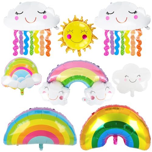 8 Stück Regenbogen Folienballon, Wolkenförmige Riesenballon, XXL sonne Aluminium Folie Ballon, Lächelnde Quasten Luftballons, Wolke Helium Ballons für Jungen Mädchen Baby Shower Jubiläum Geburtstag 8 Stück Regenbogen Folienballon, Wolkenförmige Riesenballon, XXL sonne Aluminium Folie Ballon, Lächelnde Quasten Luftballons, Wolke Helium Ballons für Jungen Mädchen Baby Shower Jubiläum Geburtstag von Wolkstello