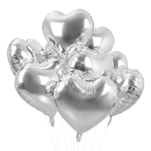 Herz Folienballon Silber 20 Stück,18 Zoll Herzluftballons Silber,Herz Helium Luftballons,Herzluftballons Helium,Herzform Ballon für Hochzeiten,Vorschläge,Valentinstag,Jubiläum,Geburtstag von Wolkstello