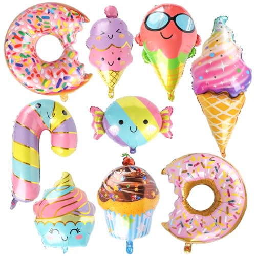 Luftballons Eiscreme, Folienballon Donut Candy, Ballons Eistüten Süßigkeiten, Eis Deko für Kinder Geburtstag Sommer Ice Cream Tropical Strandparty Party von Wolkstello