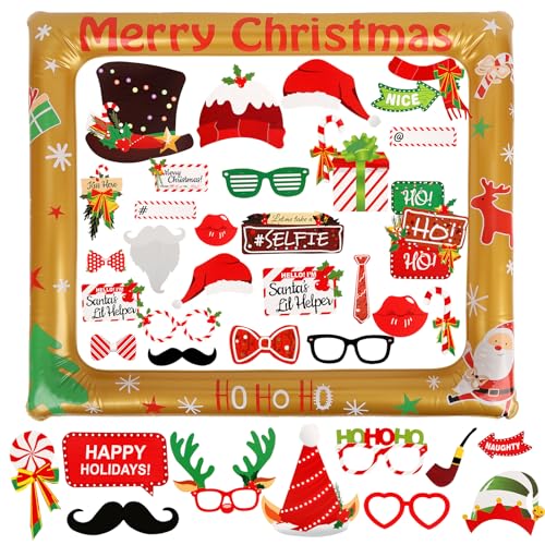 Weihnachten Aufblasbare Fotorahmen, 39pcs Foto Requisiten Weihnachten, Aufblasbare Fotorahmen Fotorequisiten für Weihnachtsfeier Weihnachtsparty Deko von Wolkstello