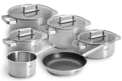 Woll Steel Topf-Set, 10-tlg. - Induktiv - Geeignet für alle Herdarten, aus korrosionsbeständigem Edelstahl, spülmaschinenfest Woll Steel Topf-Set, 10-tlg. - Induktiv - Geeignet für alle Herdarten, aus korrosionsbeständigem Edelstahl, spülmaschinenfest von Woll