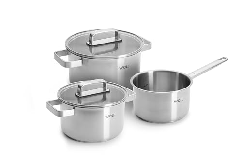 Woll Steel Topf-Set, 5-tlg. - Induktiv - Geeignet für alle Herdarten, aus korrosionsbeständigem Edelstahl, spülmaschinenfest von Woll