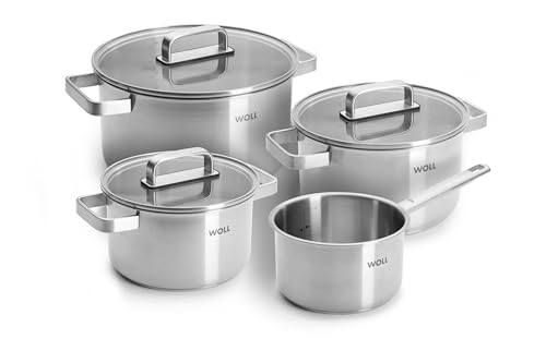 Woll Steel Topf-Set, 7-tlg. - Induktiv - Geeignet für alle Herdarten, aus korrosionsbeständigem Edelstahl, spülmaschinenfest von Woll