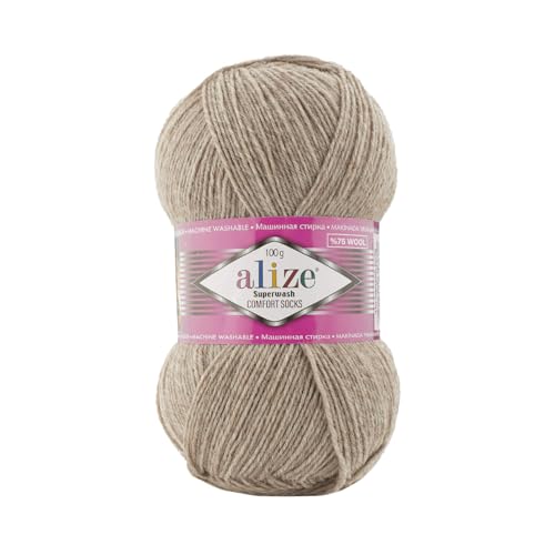100g Sockenwolle Alize Superwash Comfort 4-fädig Schurwolle Sockengarn Farbauswahl (207) von Wollbiene