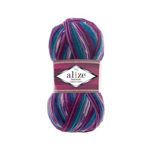 100g Sockenwolle Alize Superwash Comfort 4-fädig Schurwolle Sockengarn Farbauswahl (4412) von Wollbiene