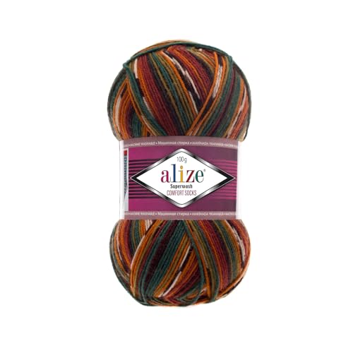 100g Sockenwolle Alize Superwash Comfort 4-fädig Schurwolle Sockengarn Farbauswahl (4447) von Wollbiene