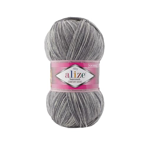 100g Sockenwolle Alize Superwash Comfort 4-fädig Schurwolle Sockengarn Farbauswahl (7676) von Wollbiene