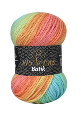 Wollbiene Batik Wolle mit Farbverlauf mehrfarbig 100g Multicolor Strickwolle Häkelwolle (2520 Einhornwolke pastell) von Wollbiene