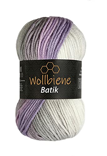 Wollbiene Batik Wolle mit Farbverlauf mehrfarbig 100g Multicolor Strickwolle Häkelwolle (5990 rose grau weiß) von Wollbiene