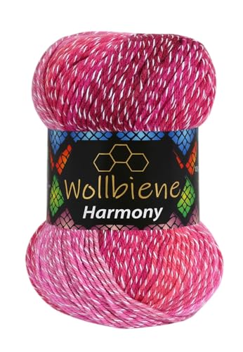 Wollbiene Harmony Batik 100 Gramm mit Farbverlauf 30% Baumwolle mehrfarbig Multicolor Strickwolle Häkelwolle Wolle Ganzjahreswolle (8050 beerentöne) von Wollbiene
