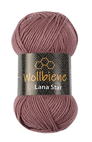Wollbiene Lana Star 100g Strickwolle mit 49% Wolle 100 Gramm Wolle einfarbig türkische Wolle (15 marsala) von Wollbiene