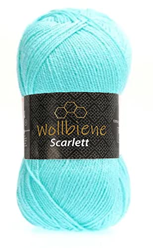 Wollbiene Scarlett Wolle 100g Strickwolle 100 Gramm Wolle zum Stricken und Häkeln Babywolle türkische Wolle (aqua 27) von Wollbiene