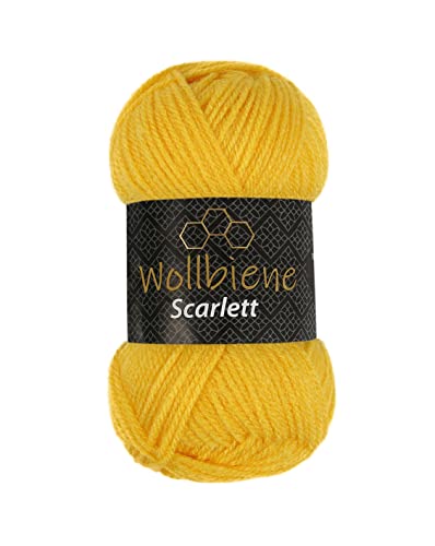 Wollbiene Scarlett Wolle 100g Strickwolle 100 Gramm Wolle zum Stricken und Häkeln Babywolle türkische Wolle (gelb 21) von Wollbiene