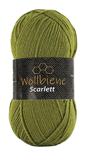 Wollbiene Scarlett Wolle 100g Strickwolle 100 Gramm Wolle zum Stricken und Häkeln Babywolle türkische Wolle (moosgrün 41) von Wollbiene