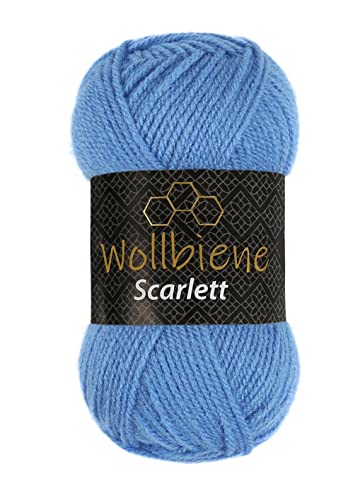 Wollbiene Scarlett Wolle 50g Strickwolle 50 Gramm Wolle zum Stricken und Häkeln Babywolle türkische Wolle (blau 10) von Wollbiene
