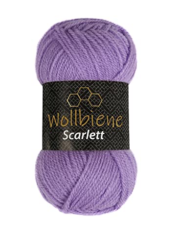 Wollbiene Scarlett Wolle 50g Strickwolle 50 Gramm Wolle zum Stricken und Häkeln Babywolle türkische Wolle (flieder 14) von Wollbiene