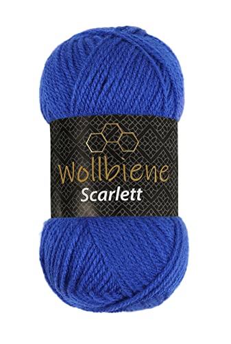Wollbiene Scarlett Wolle 50g Strickwolle 50 Gramm Wolle zum Stricken und Häkeln Babywolle türkische Wolle (königsblau 13) von Wollbiene
