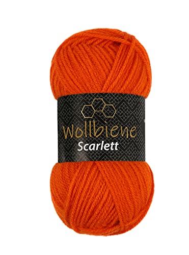 Wollbiene Scarlett Wolle 50g Strickwolle 50 Gramm Wolle zum Stricken und Häkeln Babywolle türkische Wolle (orange 22) von Wollbiene
