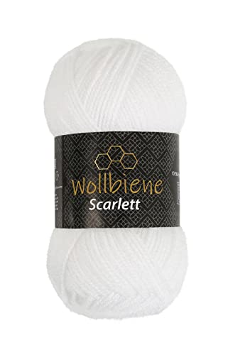 Wollbiene Scarlett Wolle 50g Strickwolle 50 Gramm Wolle zum Stricken und Häkeln Babywolle türkische Wolle (weiß 12) von Wollbiene