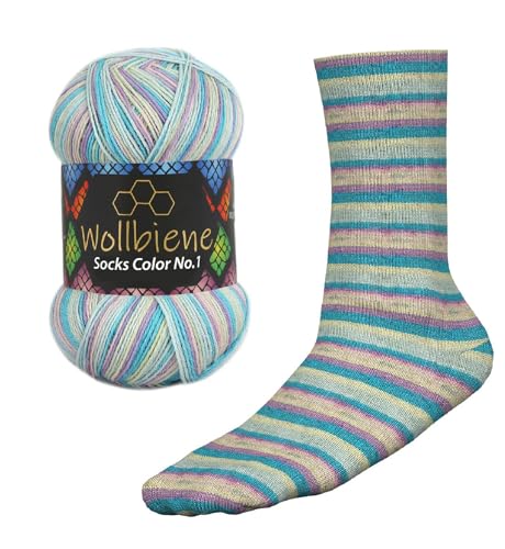 Wollbiene Socks Color Sockenwolle 100g 4-fädig Stricken und Häkeln 75% Schurwolle Farbverlaufswolle Strickwolle Socken (55 fairy tale) von Wollbiene