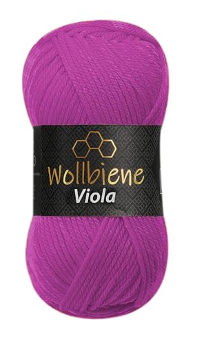 Wollbiene Viola Strickwolle Uni 100g Premium Strickwolle 100 Gramm dickes Garn Wolle zum Stricken und Häkeln Unifarben (beere 08) von Wollbiene