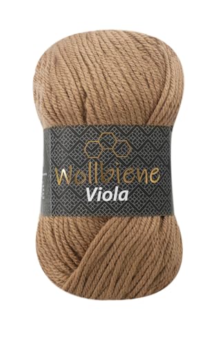 Wollbiene Viola Strickwolle Uni 100g Premium Strickwolle 100 Gramm dickes Garn Wolle zum Stricken und Häkeln Unifarben (coffee 24) von Wollbiene