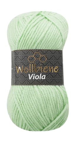 Wollbiene Viola Strickwolle Uni 100g Premium Strickwolle 100 Gramm dickes Garn Wolle zum Stricken und Häkeln Unifarben (pastellgrün 19) von Wollbiene
