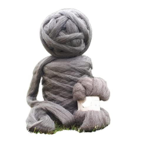 Chunky Wolle grau/dicke Wolle/Grobstrickdecke stricken/Fingerstricken/DIY Projekt (500g grau) von Wollblüte
