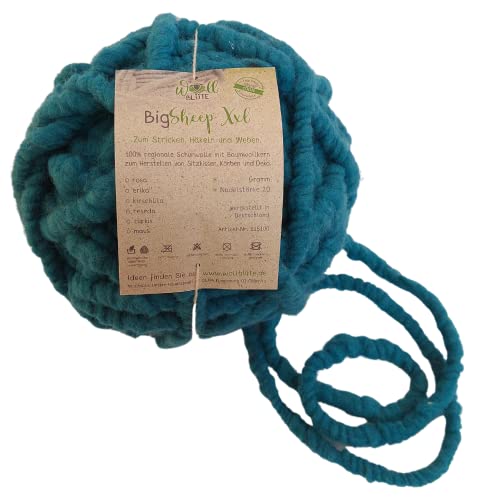 Teppichgarn zum häkeln/dicke Wolle zum stricken/Sitzkissen häkeln/Wolle für Teppich häkeln (200g Türkis) von Wollblüte