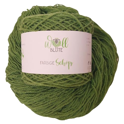 Wollblüte Grüne Wolle/Schafwolle zum stricken/mulesingfreie Wolle/Strickwolle / 100g (Grün) von Wollblüte