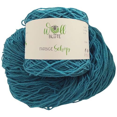 Wollblüte Wolle Petrol/Schafwolle zum stricken/mulesingfreie Wolle/Strickwolle / 100g (Türkis) von Wollblüte