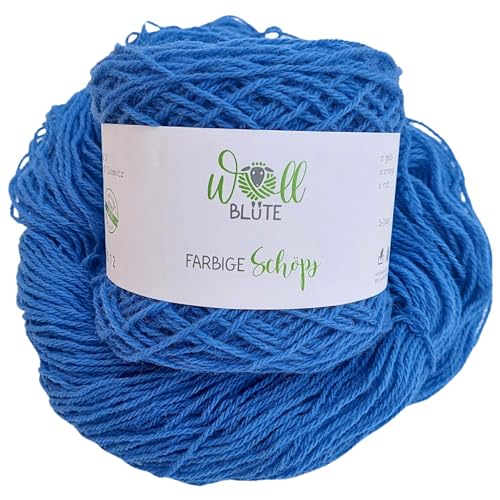 Wollblüte Wolle vom Schaf/Schafwolle zum stricken/mulesingfreie Wolle/Strickwolle / 100g (Blau) von Wollblüte