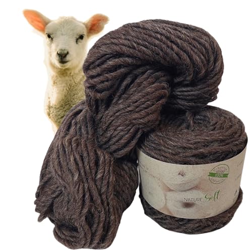 Wollblüte Wollgarn Grau/dicke Kuschelwolle aus Schafwolle/Strickfilzwolle/Bio Wolle / 100g Knäuel (Grau) von Wollblüte