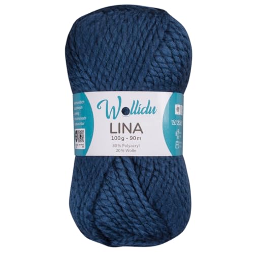 Wollidu Lina Wolle zum Stricken und Häkeln 100g 80% Polyacryl 20% Schafwolle Mulesing-frei Oeko-Tex 1x 100g/90m Häkelwolle/Strickwolle - Marineblau Wollidu Lina Wolle zum Stricken und Häkeln 100g 80% Polyacryl 20% Schafwolle Mulesing-frei Oeko-Tex 1x 100g/90m Häkelwolle/Strickwolle - Marineblau von Wollidu