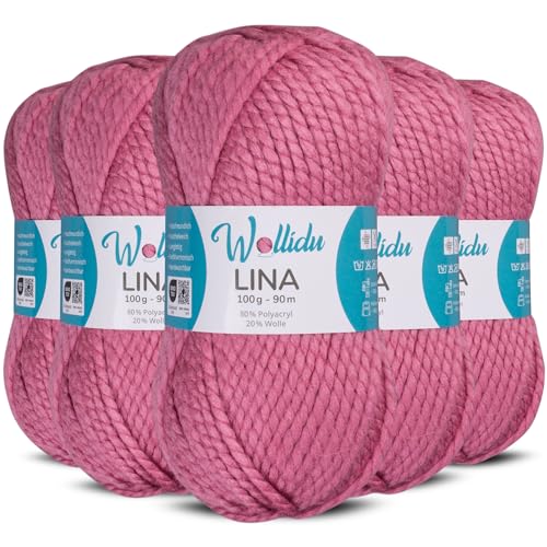 Wollidu Lina Wolle zum Stricken und Häkeln 500g 80% Polyacryl 20% Schafwolle Mulesing-frei Oeko-Tex 5x 100g/90m Häkelwolle/Strickwolle - Rosa Wollidu Lina Wolle zum Stricken und Häkeln 500g 80% Polyacryl 20% Schafwolle Mulesing-frei Oeko-Tex 5x 100g/90m Häkelwolle/Strickwolle - Rosa von Wollidu