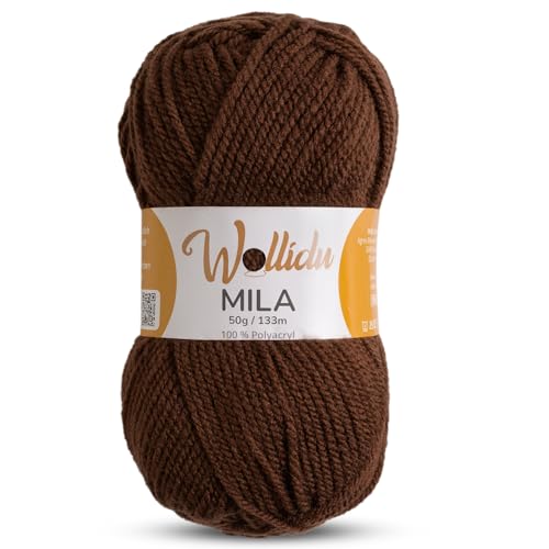 Wollidu Mila Garn zum Häkeln und Stricken 1 x 50g/133m Strickgarn 100% Polyacryl Häkelgarn Braun Wollidu Mila Garn zum Häkeln und Stricken 1 x 50g/133m Strickgarn 100% Polyacryl Häkelgarn Braun von Wollidu