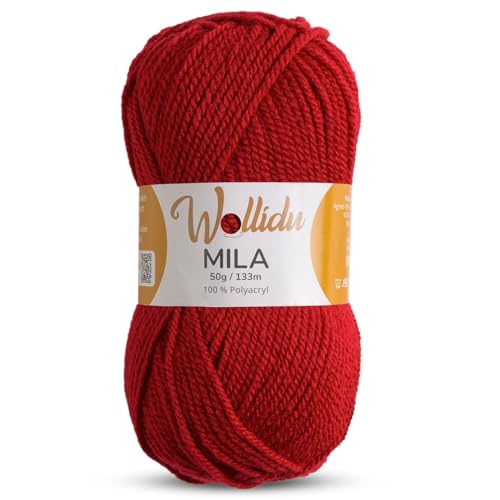 Wollidu Mila Garn zum Häkeln und Stricken 1 x 50g/133m Strickgarn 100% Polyacryl Häkelgarn Kirsche Rot Wollidu Mila Garn zum Häkeln und Stricken 1 x 50g/133m Strickgarn 100% Polyacryl Häkelgarn Kirsche Rot von Wollidu
