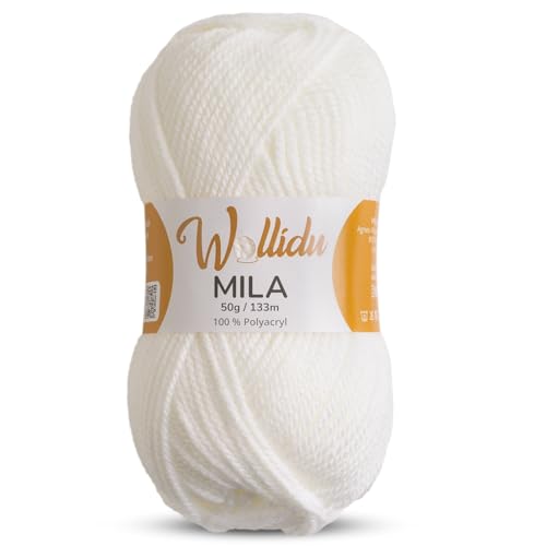 Wollidu Mila Garn zum Häkeln und Stricken 1 x 50g/133m Strickgarn 100% Polyacryl Häkelgarn Weiß Wollidu Mila Garn zum Häkeln und Stricken 1 x 50g/133m Strickgarn 100% Polyacryl Häkelgarn Weiß von Wollidu