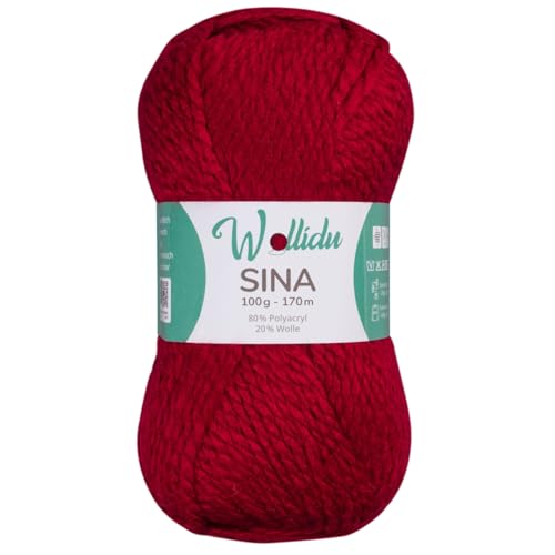 Wollidu Sina Wolle zum Stricken und Häkeln 100g Premium Strickwolle/Häkelwolle Set OEKO-TEX zertifiziert 1 x 100g/170m 80% Polyacryl 20% Schafwolle mulesing-frei - Dunkelrot Wollidu Sina Wolle zum Stricken und Häkeln 100g Premium Strickwolle/Häkelwolle Set OEKO-TEX zertifiziert 1 x 100g/170m 80% Polyacryl 20% Schafwolle mulesing-frei - Dunkelrot von Wollidu
