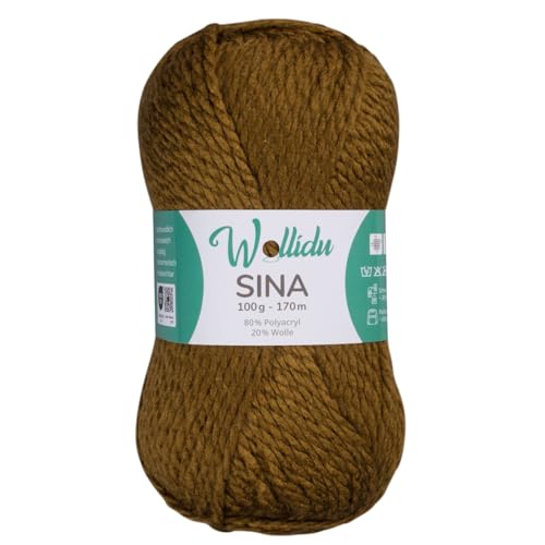 Wollidu Sina Wolle zum Stricken und Häkeln 100g Premium Strickwolle/Häkelwolle Set OEKO-TEX zertifiziert 1 x 100g/170m 80% Polyacryl 20% Schafwolle mulesing-frei - Olive Wollidu Sina Wolle zum Stricken und Häkeln 100g Premium Strickwolle/Häkelwolle Set OEKO-TEX zertifiziert 1 x 100g/170m 80% Polyacryl 20% Schafwolle mulesing-frei - Olive von Wollidu