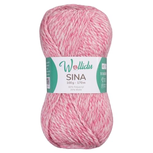 Wollidu Sina Wolle zum Stricken und Häkeln 100g Premium Strickwolle/Häkelwolle Set OEKO-TEX zertifiziert 1 x 100g/170m 80% Polyacryl 20% Schafwolle mulesing-frei - Pastellrosa Melange Wollidu Sina Wolle zum Stricken und Häkeln 100g Premium Strickwolle/Häkelwolle Set OEKO-TEX zertifiziert 1 x 100g/170m 80% Polyacryl 20% Schafwolle mulesing-frei - Pastellrosa Melange von Wollidu