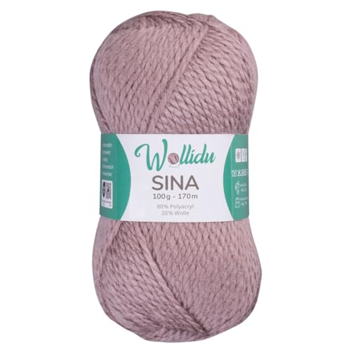 Wollidu Sina Wolle zum Stricken und Häkeln 100g Premium Strickwolle/Häkelwolle Set OEKO-TEX zertifiziert 1 x 100g/170m 80% Polyacryl 20% Schafwolle mulesing-frei - Puderrosa Wollidu Sina Wolle zum Stricken und Häkeln 100g Premium Strickwolle/Häkelwolle Set OEKO-TEX zertifiziert 1 x 100g/170m 80% Polyacryl 20% Schafwolle mulesing-frei - Puderrosa von Wollidu