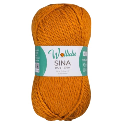 Wollidu Sina Wolle zum Stricken und Häkeln 100g Premium Strickwolle/Häkelwolle Set OEKO-TEX zertifiziert 1 x 100g/170m 80% Polyacryl 20% Schafwolle mulesing-frei - Rostorange Wollidu Sina Wolle zum Stricken und Häkeln 100g Premium Strickwolle/Häkelwolle Set OEKO-TEX zertifiziert 1 x 100g/170m 80% Polyacryl 20% Schafwolle mulesing-frei - Rostorange von Wollidu