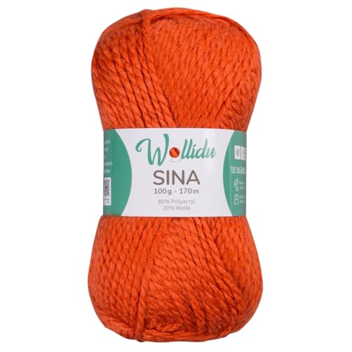 Wollidu Sina Wolle zum Stricken und Häkeln 100g Premium Strickwolle/Häkelwolle Set OEKO-TEX zertifiziert 1 x 100g/170m 80% Polyacryl 20% Schafwolle mulesing-frei - Terrakotta Wollidu Sina Wolle zum Stricken und Häkeln 100g Premium Strickwolle/Häkelwolle Set OEKO-TEX zertifiziert 1 x 100g/170m 80% Polyacryl 20% Schafwolle mulesing-frei - Terrakotta von Wollidu